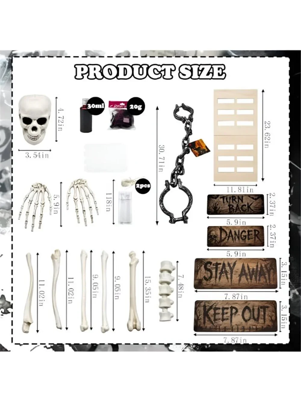 Halloween Decorations Outdoor Yard Set Including Wooden Fence Board Simulated